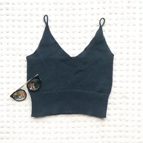 Brandy Melville Tops - Brandy Melville Black Knit Crop - OS